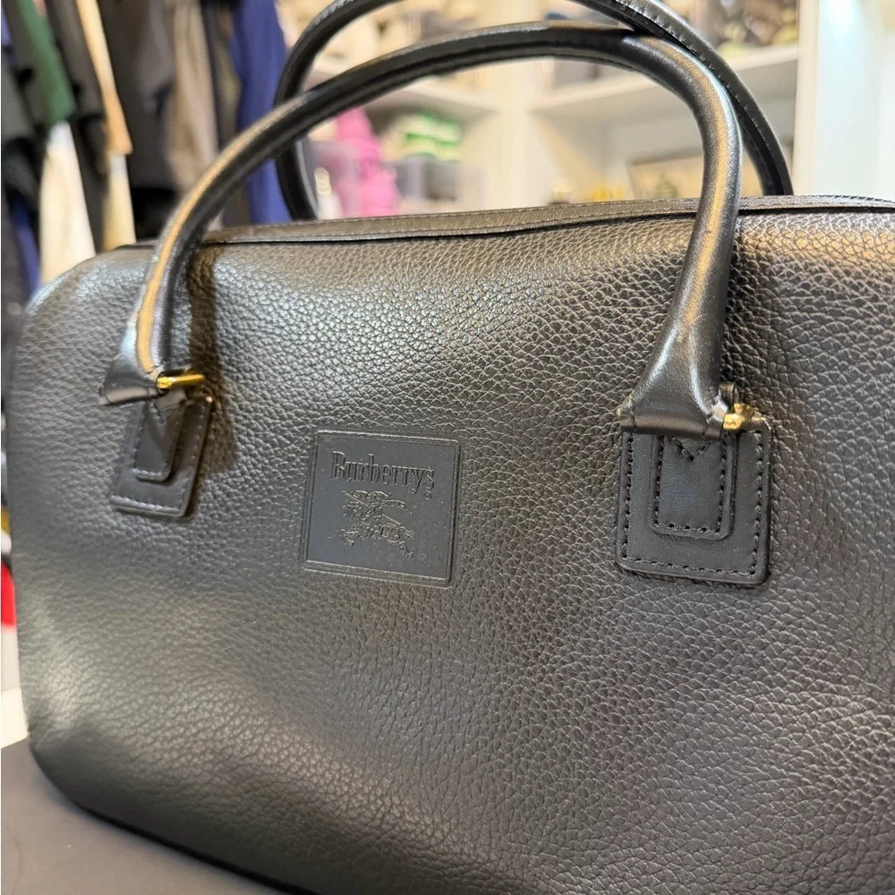 Burberry Black Leather Nova Check Mini Boston Bag - 32cm - Picture 4 of 12